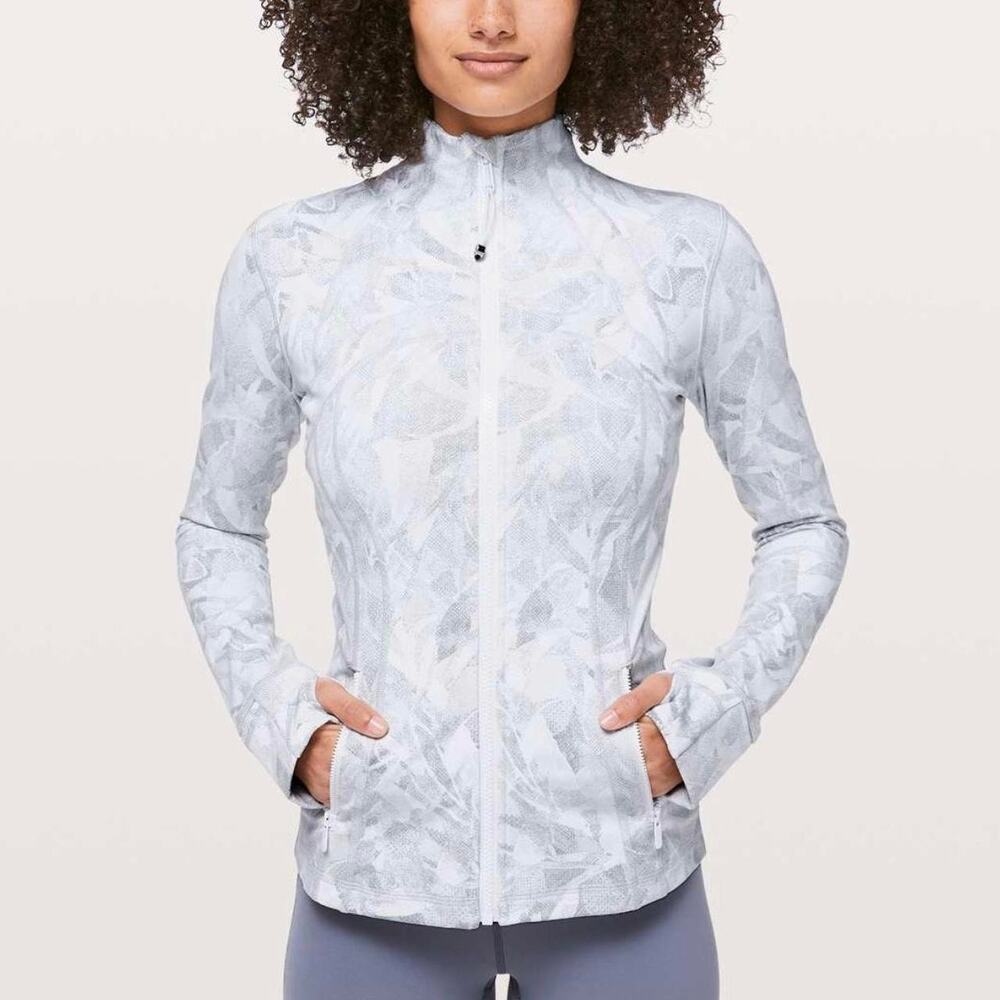 Lululemon Define Jacket Athletic Full Zip Thumb Hole Long Sleeve White Grey